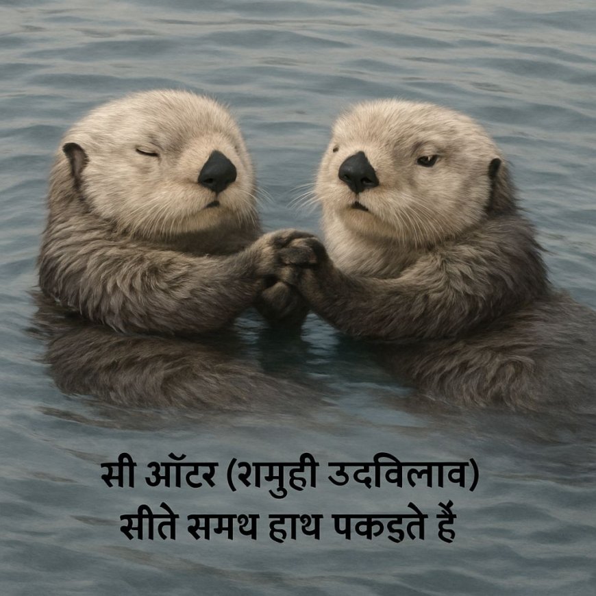 सी ऑटर (समुद्री ऊदबिलाव) सोते समय हाथ पकड़ते हैं